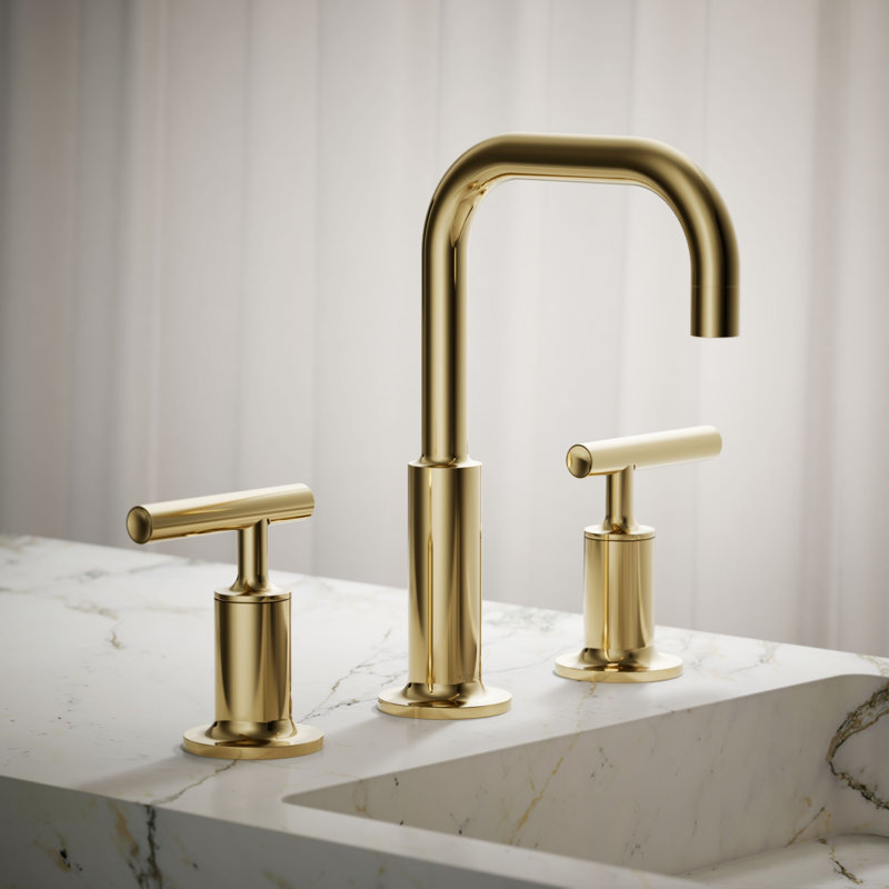 Purist Widespread Faucet, Vibrant French Gold