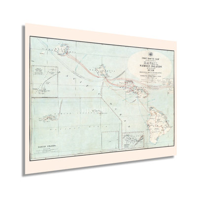 1903, Hawaï, îles Samoan et carte de Guam sur papier