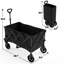 Chariot de plage pliable robuste 150L / 450 LBS, chariot utilitaire pliable avec poignée réglable et poches latérales, chariot extérieur polyvalent pour le camping, le magasinage, les voyages, noir