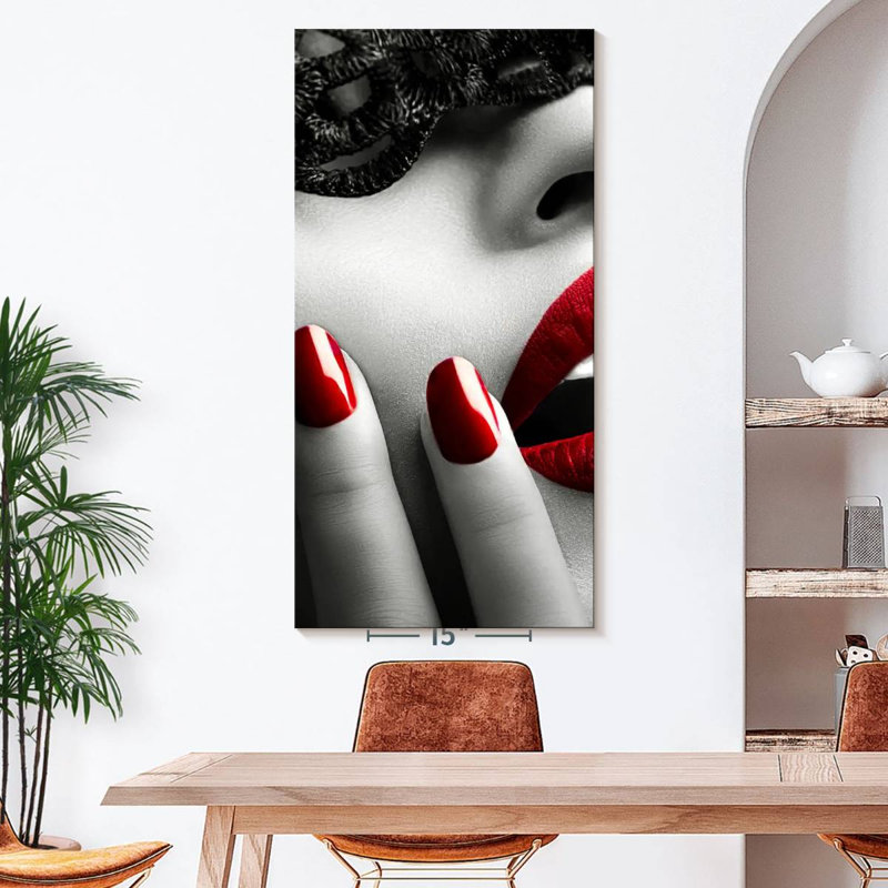 Red Lips Canvas Print, 27" H x 54" W x 1.25" D