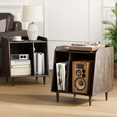Ensemble de support pour tourne-disque avec rangement pour chambre à coucher, salon, bureau, table tournante avec rangement ouvert, support audio