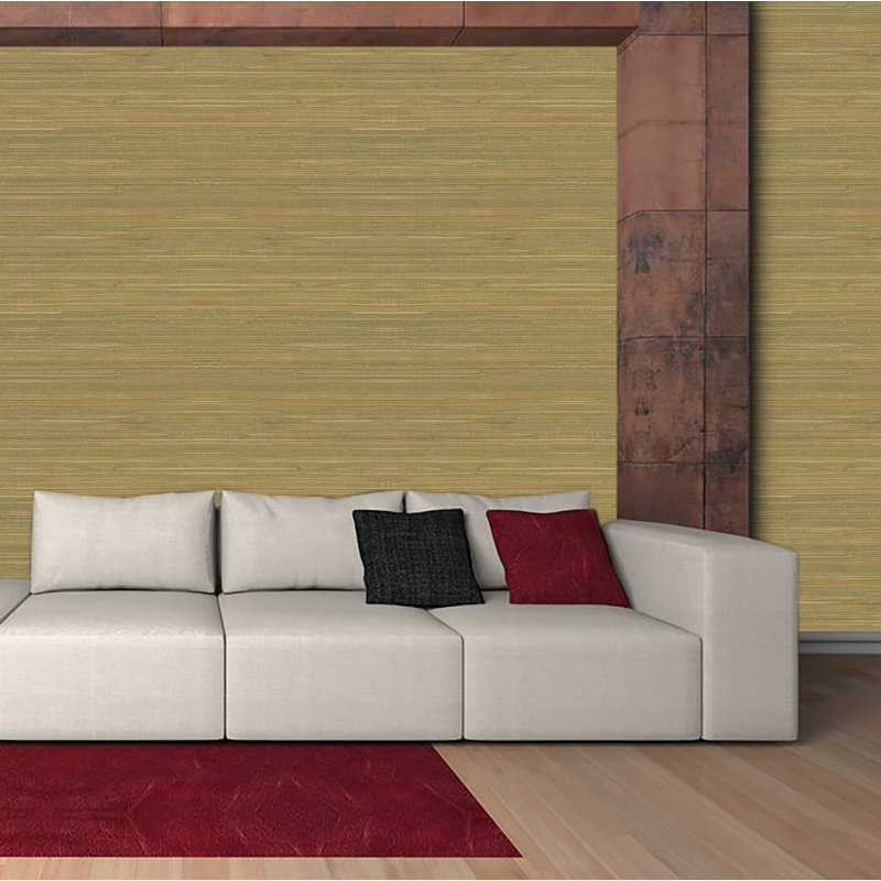 Papier peint avec algues fines, Beige / Cannelle