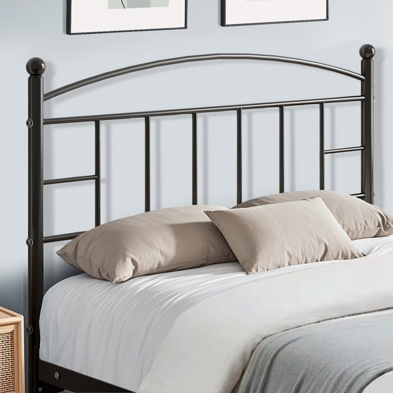 Black Metal Headboard Fits Full, Queen, King Size Bed Frames, Full