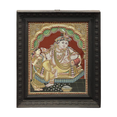 Vithoba Krishna Tanjore, peinture | Couleurs traditionnelles avec or 24 carats | Structure en bois de teck | Fait à la main