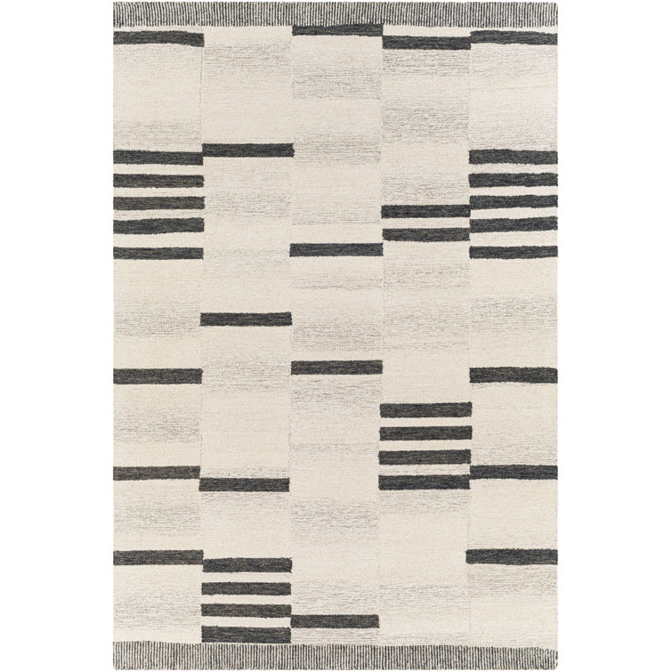 Uptown Striped Handmade Tufted Wool Cream/Black Area Rug