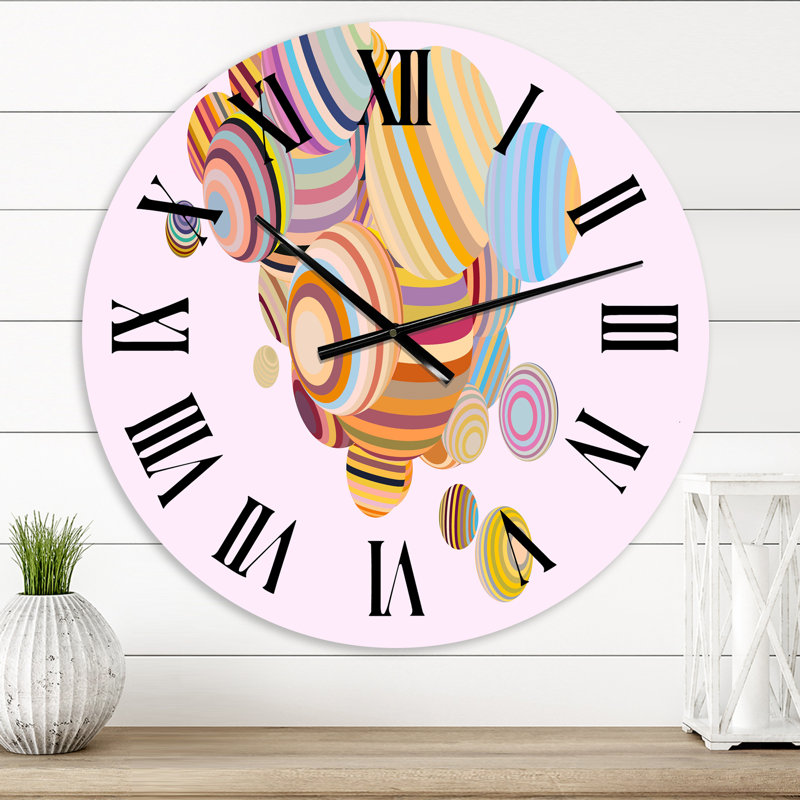 Illustration 3D de sphères multicolores II - horloge murale moderne, Petit