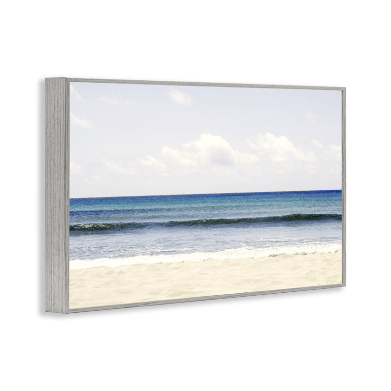 Giclée encadrée Summer Seaside Escape, design par Gemma Bardot, H 16 po x l 24 po, Giclée de ferme grise encadrée