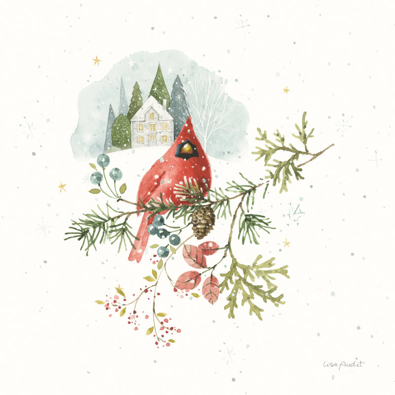 «Herwald Magical Winterland Cardinals XXIII on Canvas» par Lisa Audit, reproduction, H 20 po x l 20 po