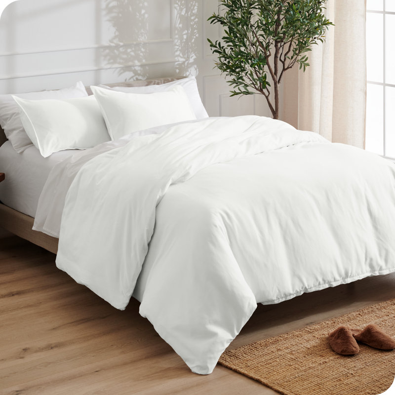 Ensemble de housse de couette et taie décorative en microfibre de qualité supérieure, Crème