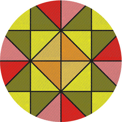 Tapis vert/jaune/rouge à motifs