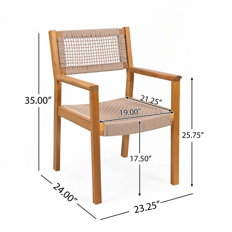 Chaises de patio d'extérieur en bois d'acacia, Brun clair / teck