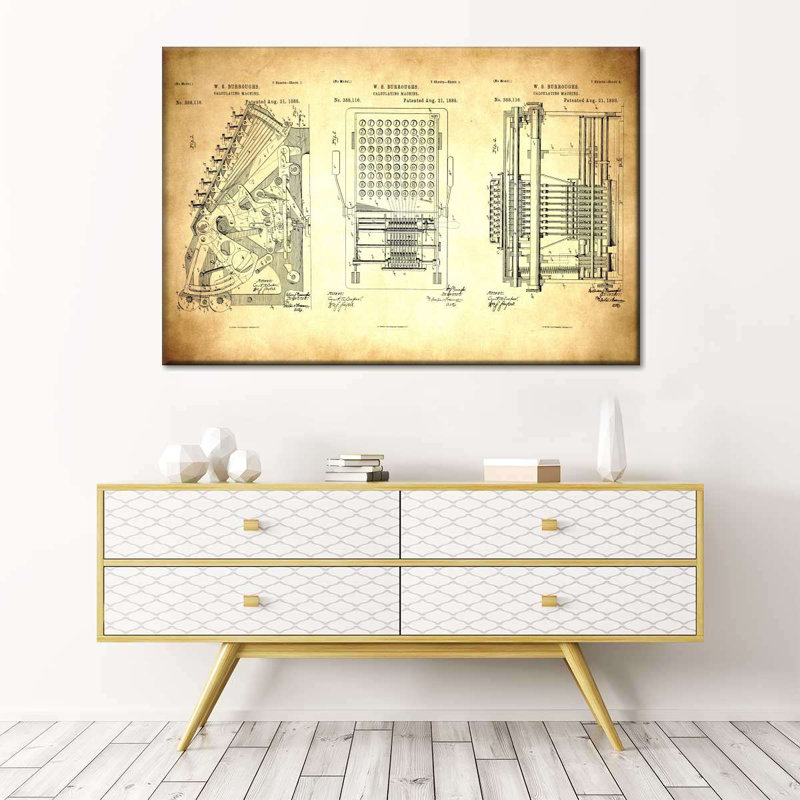 " Calculating Machine 1888 Patent ", 20" H x 30" W x 1.25" D