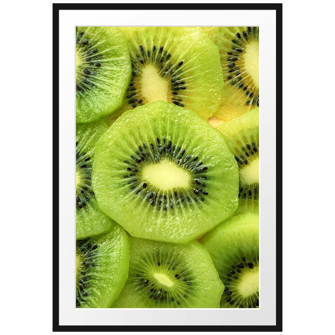 Gerahmtes Poster GrÃ¼ne Kiwis Obstsalat