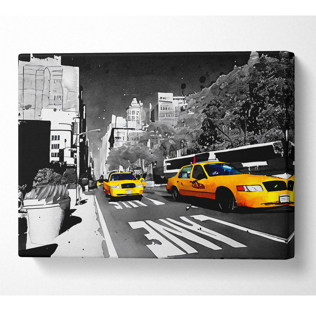 New York Yellow Taxi Drive - Kunstdrucke auf Leinwand