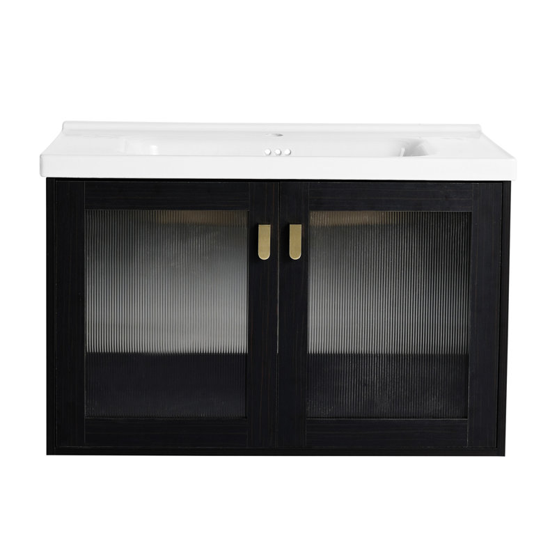 Meuble-lavabo mural 32 po avec lavabo pour petite salle de bain Rechetta