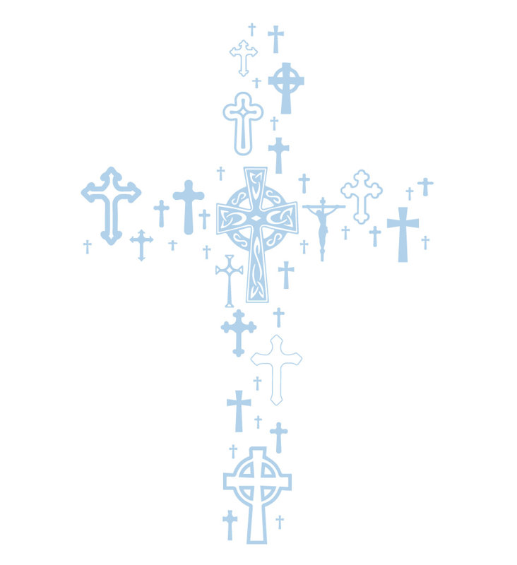 Décalcomanie murale cross collection, Bleu poudré, H 24 po x l 16 po x P 0,01 po