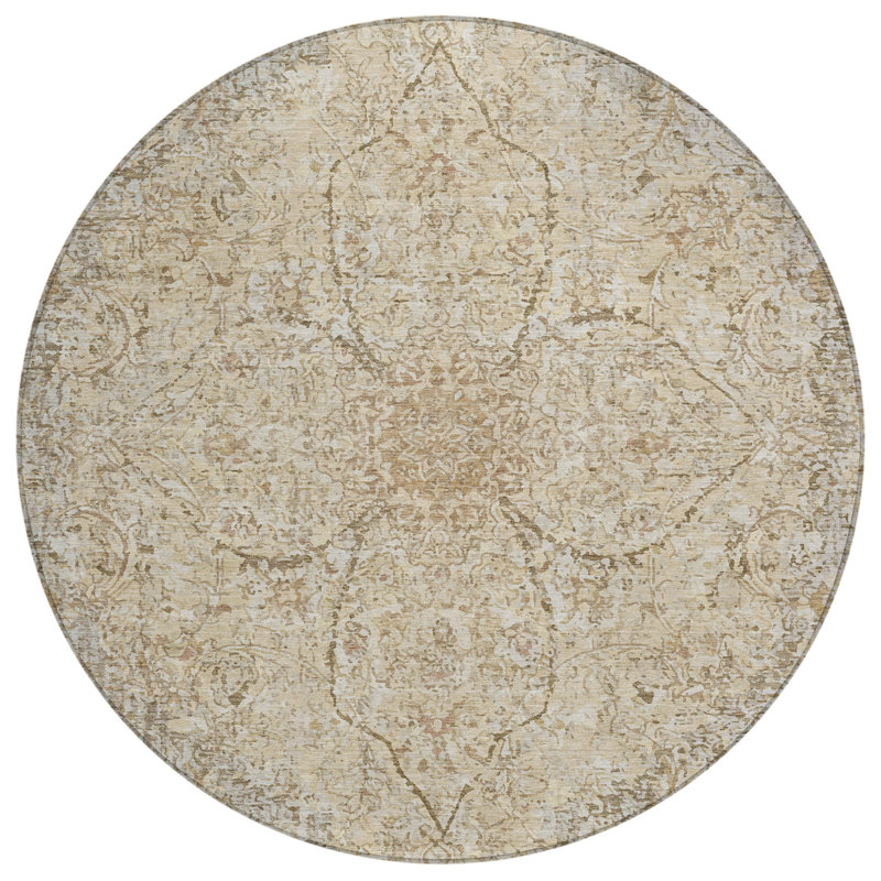 Machine Washable Indoor/Outdoor Colman ACN2136 Global Rug, Round 8'