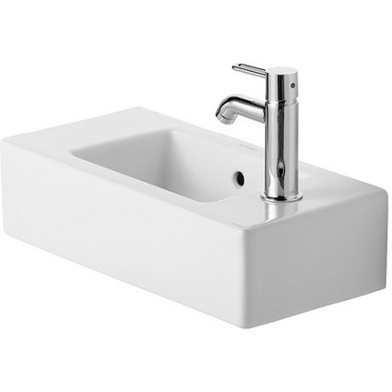 Vero Ceramic Rectangular Vessel Bathroom Sink with Overflow, Right