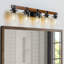 Applique murale de salle de bain 35 lumières rustique 35 po avec abat-jour en verre et accent de bois, luminaire campagnard moderne