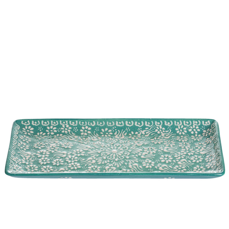 Coppermill Kitchen Hand Painted Ceramic Ceramic Tray, Green
