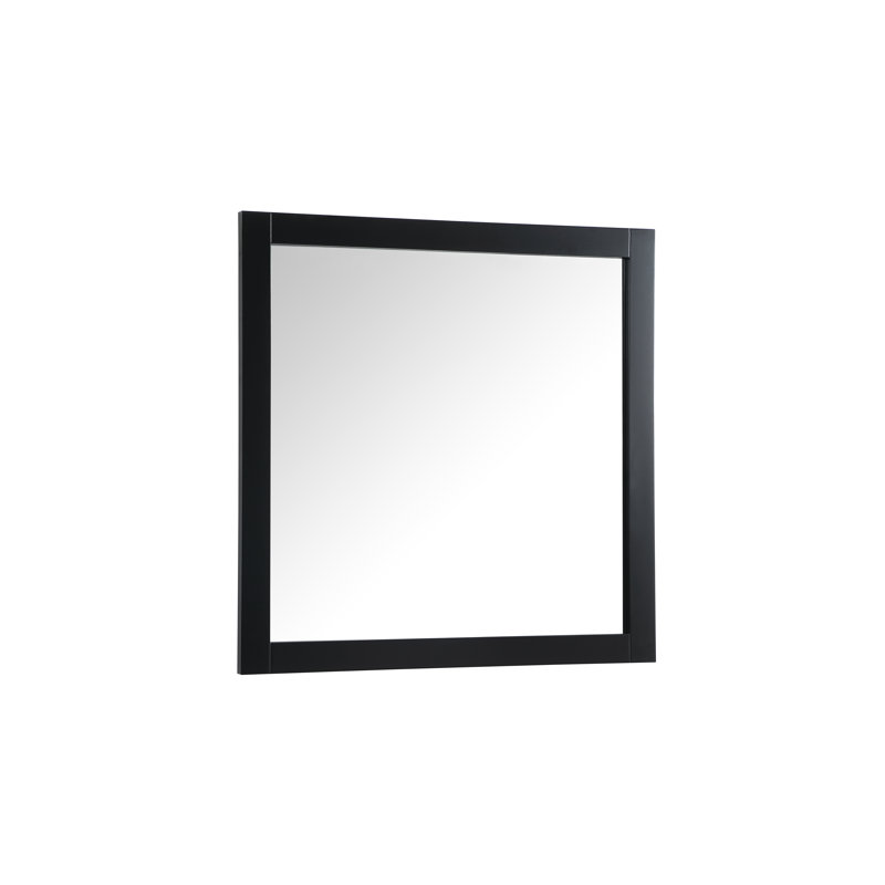 Rosenow Wood Flat Wall Mirror, Black, 36'' H x 36'' W
