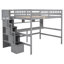 Kids Full Solid Wood Loft Bed With Built-In Desk And Storage Staircase-1934360520