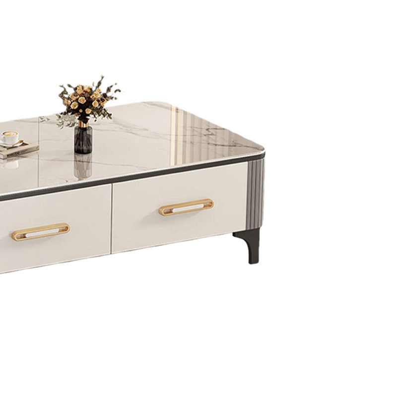 Table basse de luxe Italian Light, 15.74" H x 39.37" L x 19.68" W, Noir, Blanc/Noir