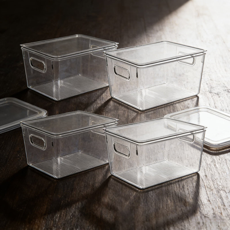 Bacs de rangement en plastique transparent avec couvercles, contenants de rangement empilables pour la cuisine, le garde-manger, le réfrigérateur, l'armoire et l'organisation à la maison