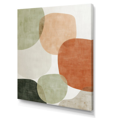 Orange Minimalism With Simple Shapes Of Green - Minimalism Wall Art, Orange Minimalist Canvas Print