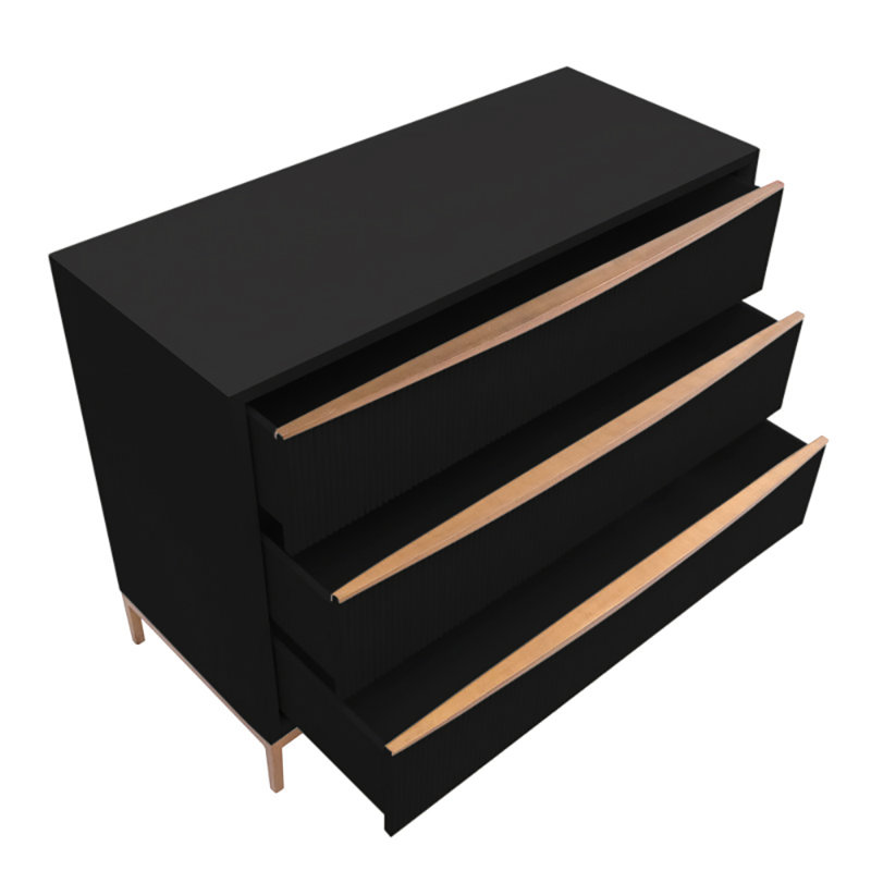 London 3-Drawers Cabinet In Antique White, Tricorn Black