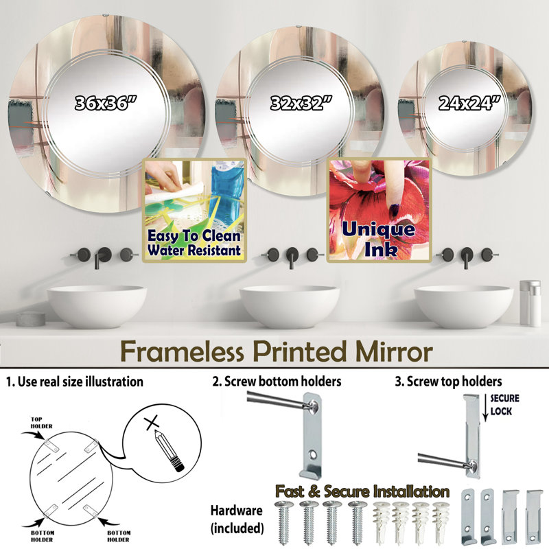 Miroir mural Pavadas, 24 po x 24 po
