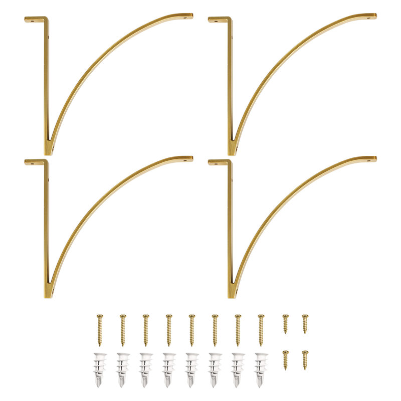 Lumi Home Furnishings Shelf Brackets Brass 4-Pack, Gold