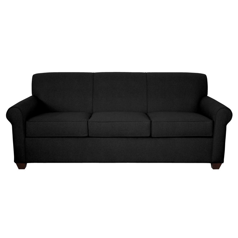 Finn Rolled Arm Sofa with Reversible Cushions, Empire Mahogany, Dillon Black, 34" H x 83" W x 36" D