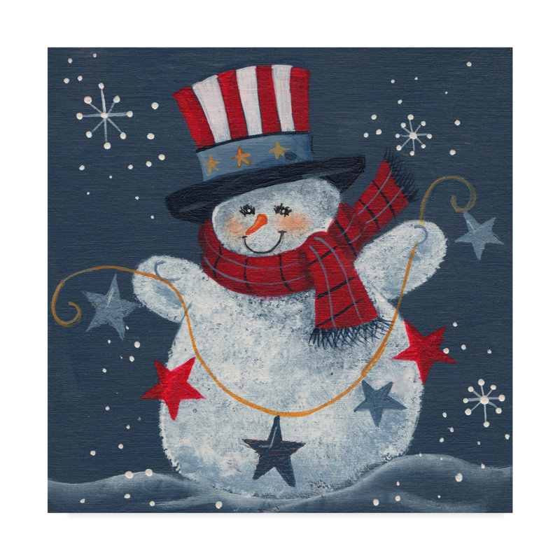 « bonhomme de neige avec top hat », art sur toile, H 18 po x l 18 po x P 2 po