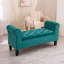 Banc avec 53,2 x 17,8 x 25,5, combinant des détails capitonnés avec un revêtement en velours et du bois d'hévéa