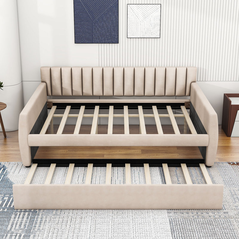 Brynleifur Full / Double Daybed with Trundle, Beige