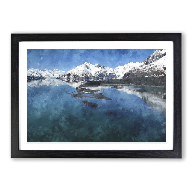 Alaskan Mountain and Lake Vol.1 - Picture Frame Graphic Art, 27cm H x 36cm W x 2cm D, Black Framed