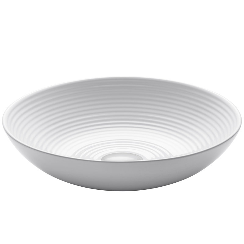 Viva Round White Ceramic Vessel Bathroom Sink, 16 1/2 in.