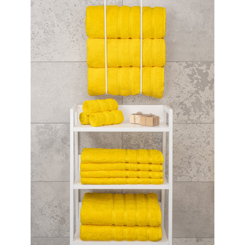 Ensemble de serviettes de bain turques de luxe 100% coton 4 pièces Edison Collection, Jaune