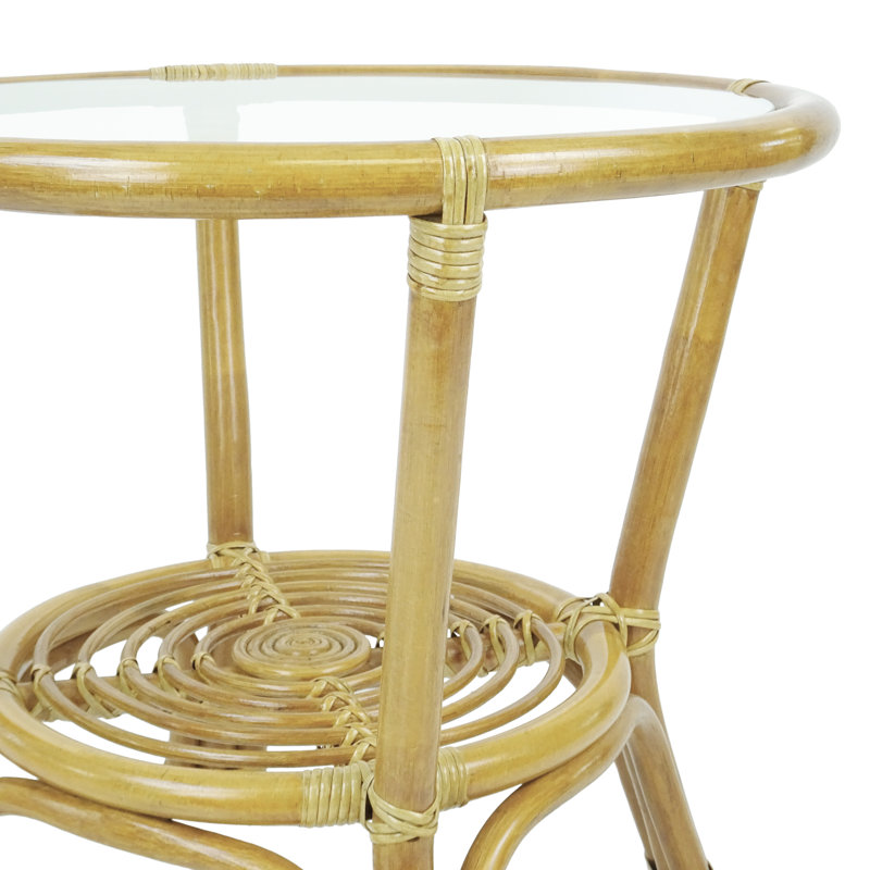 Eukleides Glass Tray Top End Table, Natural