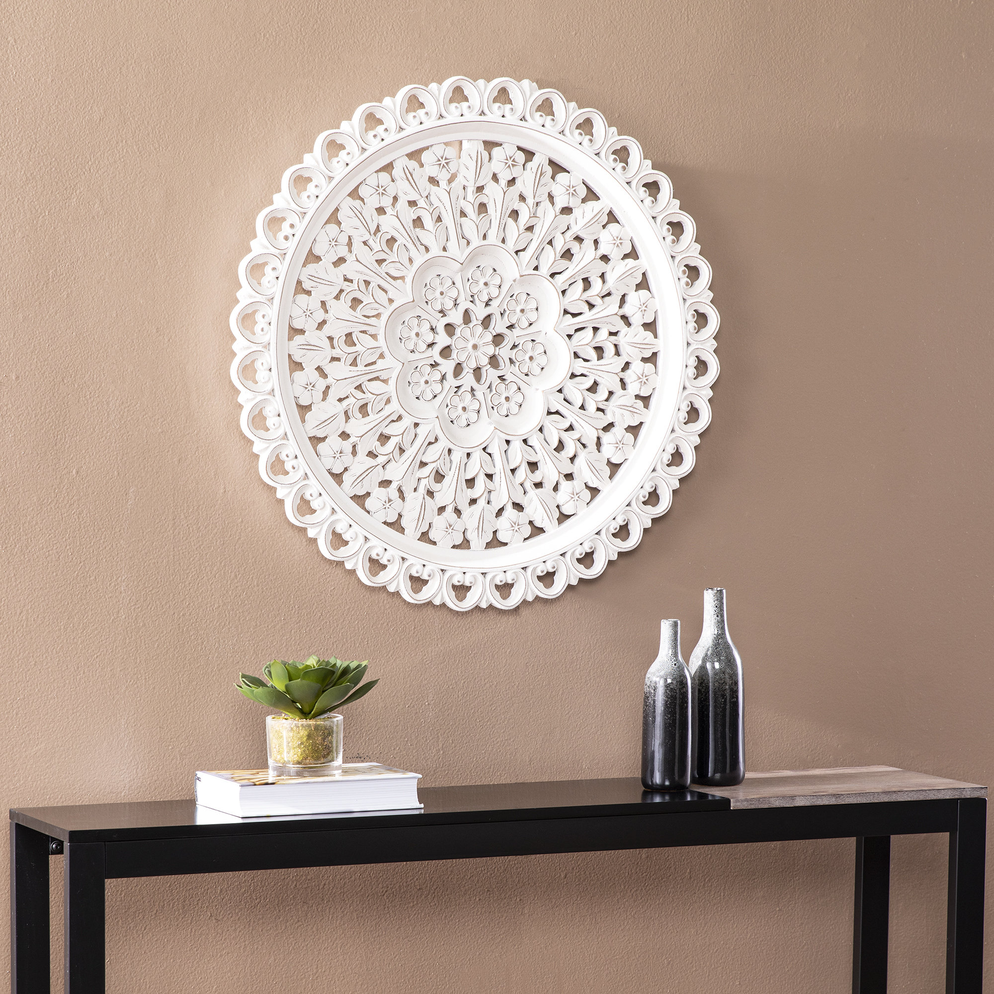 One Allium Way Sollison Carved Wall Decor, Distressed White & Reviews ...