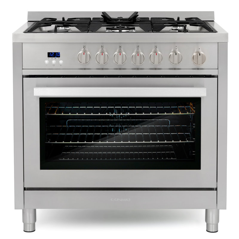 Cosmo 36 po Nebula Collection Cuisinière à gaz, 5 brûleurs, four à convection rapide, grilles en fonte en acier inoxydable