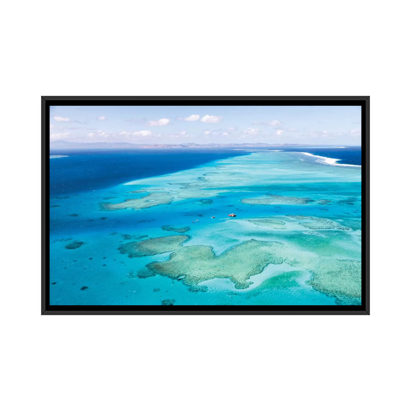 « satellite view of cloud 9 paradise flottante, malolo barriere barrière, république de fidji », reproduction de photo sur toile tendue
