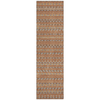 Lozenza Orange Washable Indoor-Outdoor Rug - 