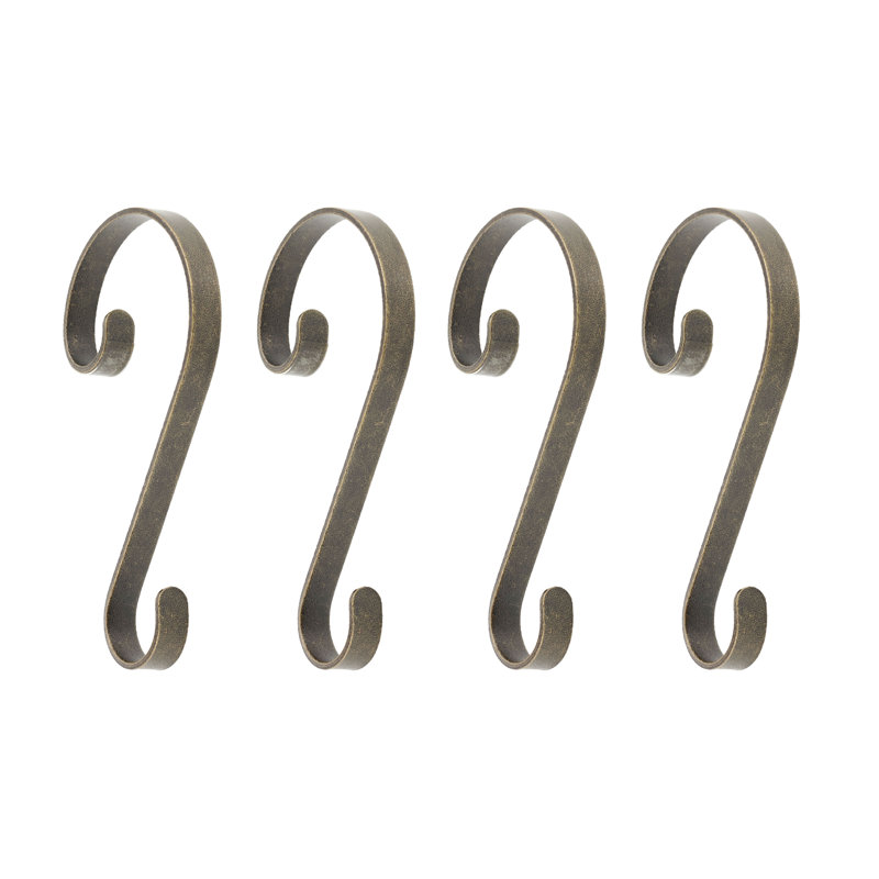 Scrolls Stocking Holder, Antique Brass