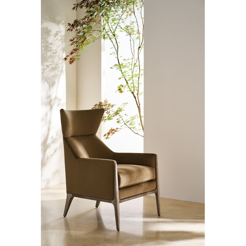 Modern Edge Upholstered Wingback Chair, Brown