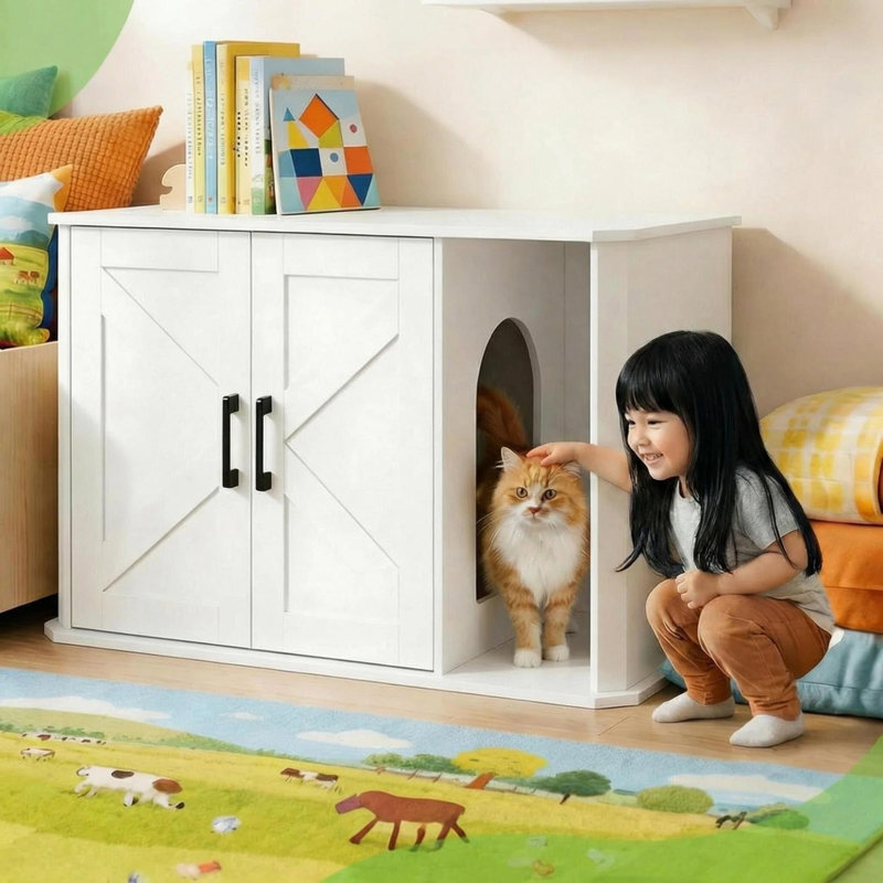 Metal Litter Box Enclosure, White