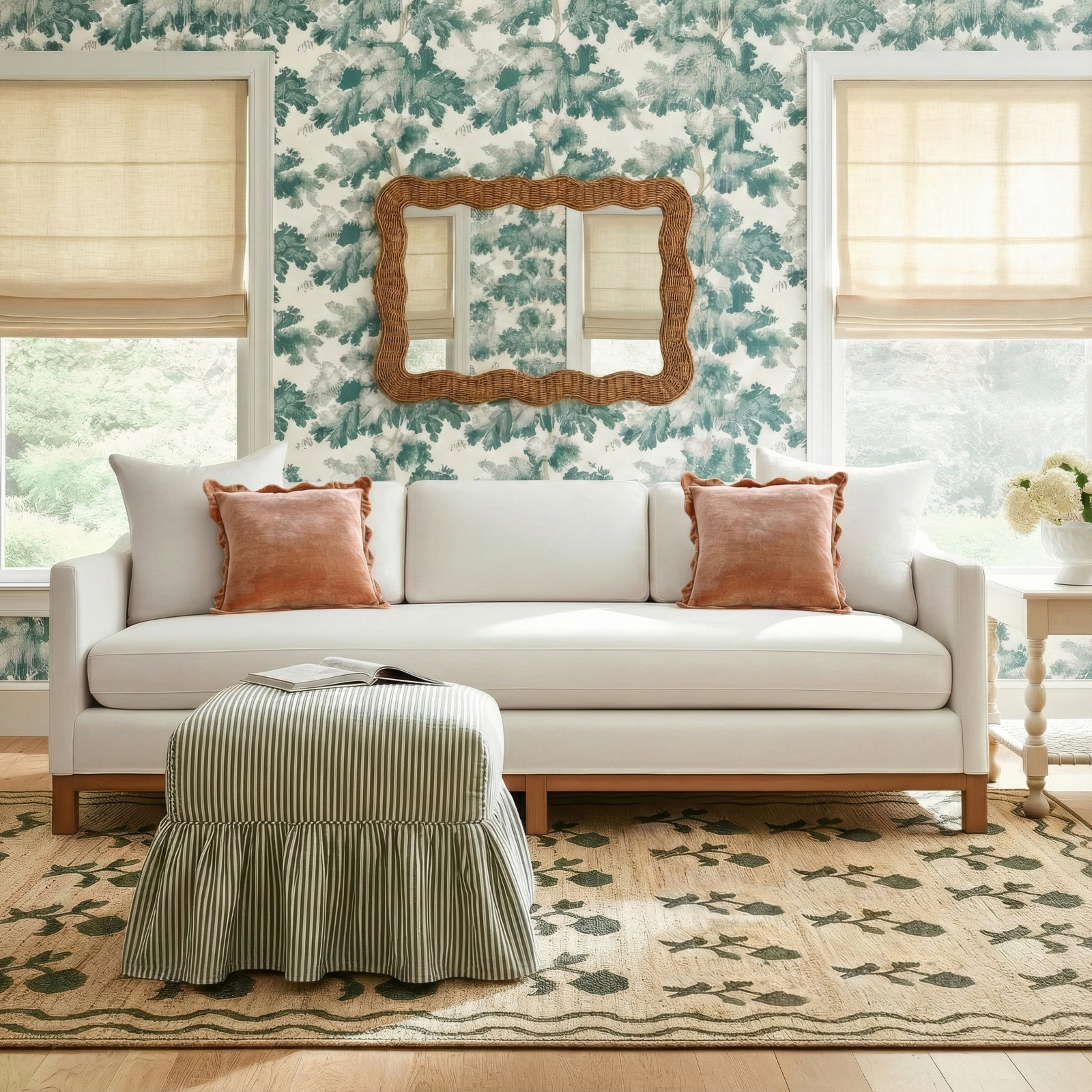 Cami 90" Upholstered Sofa, White Polyester Blend