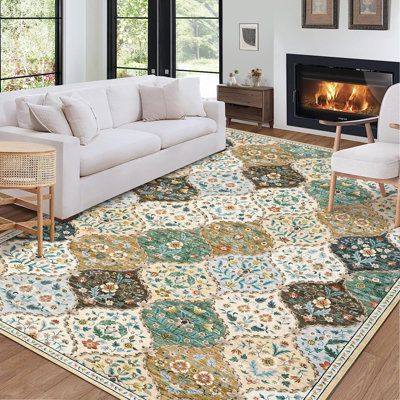Abstract Machine Printed Area Rug