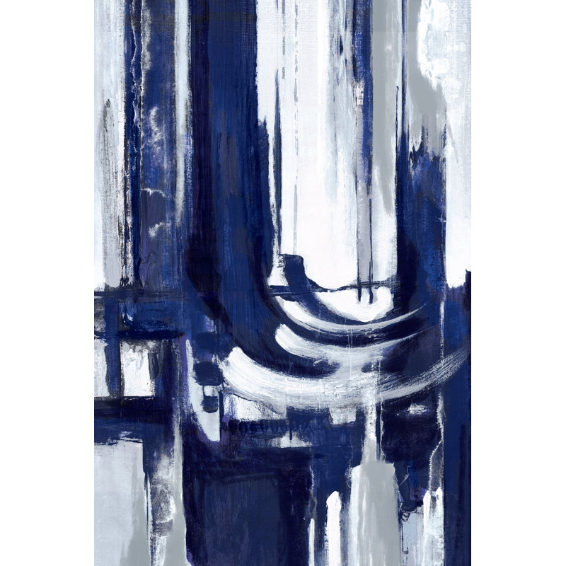 Brushed Abstract Blue - Wrapped Canvas Painting, 122cm H x 81cm W x 3.8cm D